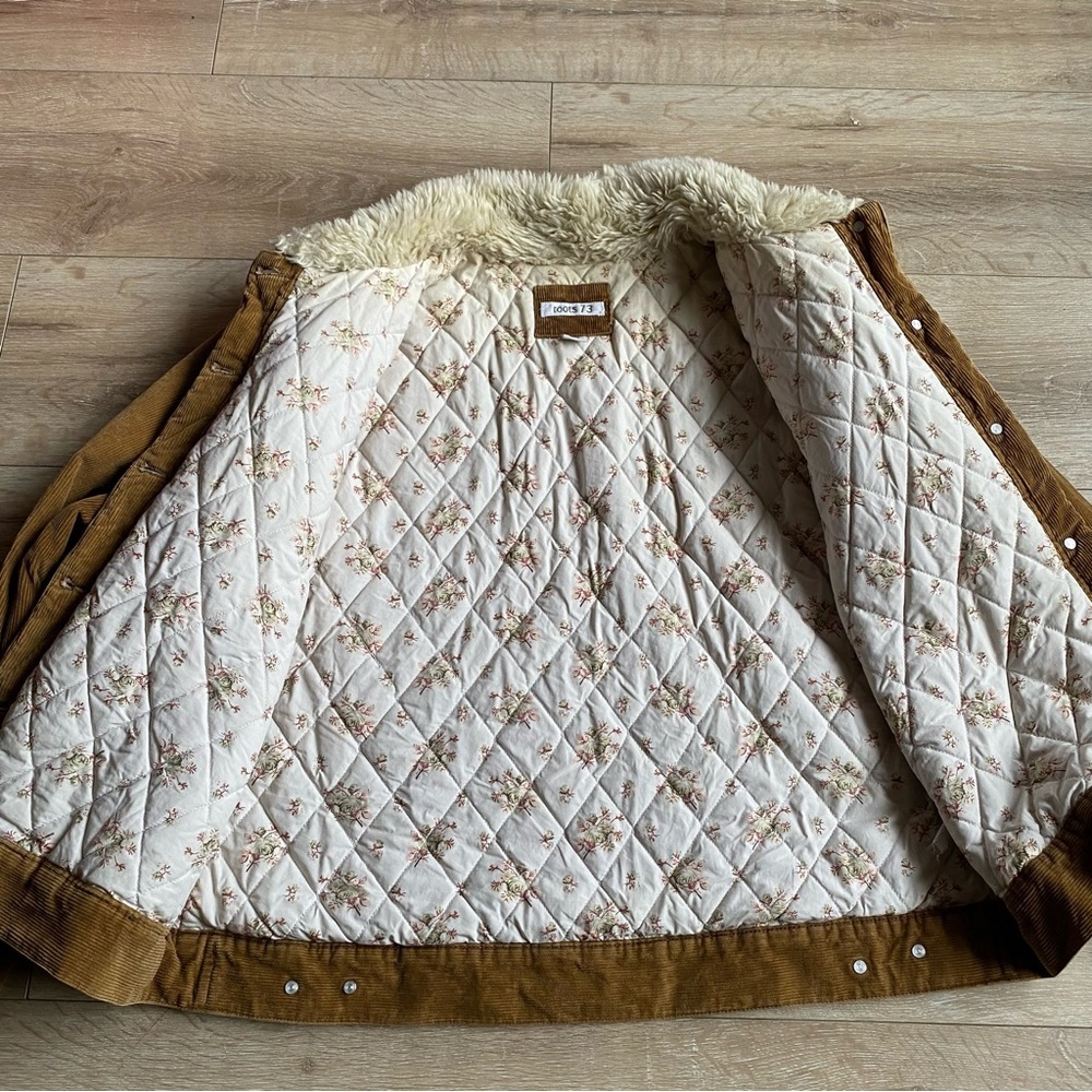 Vintage Roots Corduroy jacket faux Sherpa ditsy floral feminine floral lined XL - Picture 10 of 12